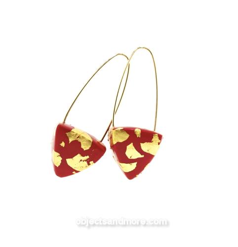 Recycled earrings Red,23k Goldleaf by KEITH LEWIS